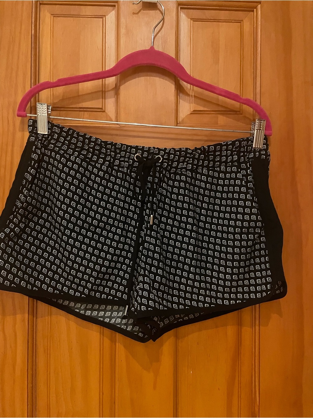 Express Black and White Geometric Drawstring Athletic Shorts